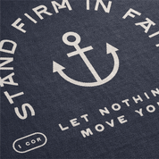 Stand firm in faith Let nothing move you woven blanket Detail