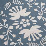 Floral pattern with white flowers and leaves on a blue background