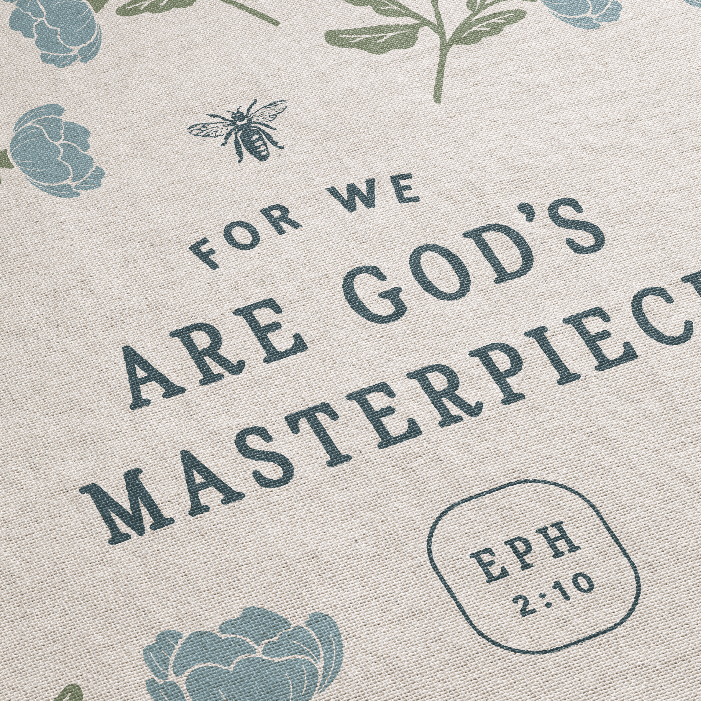 Text 'For we are God's Masterpiece Eph 2:10' on a floral background