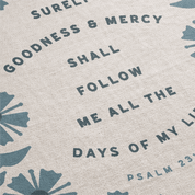 Text with floral design on a textured background