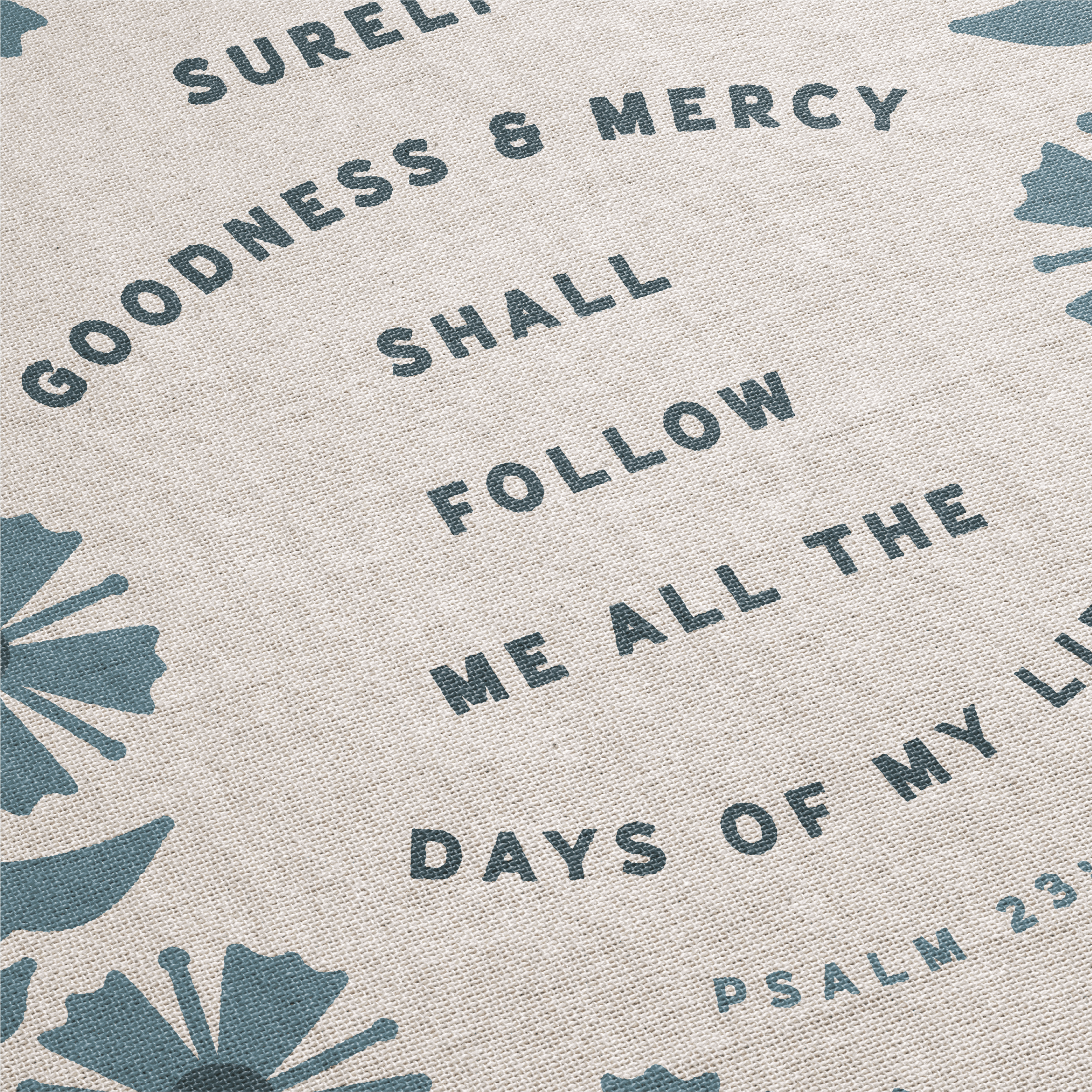 Text with floral design on a textured background