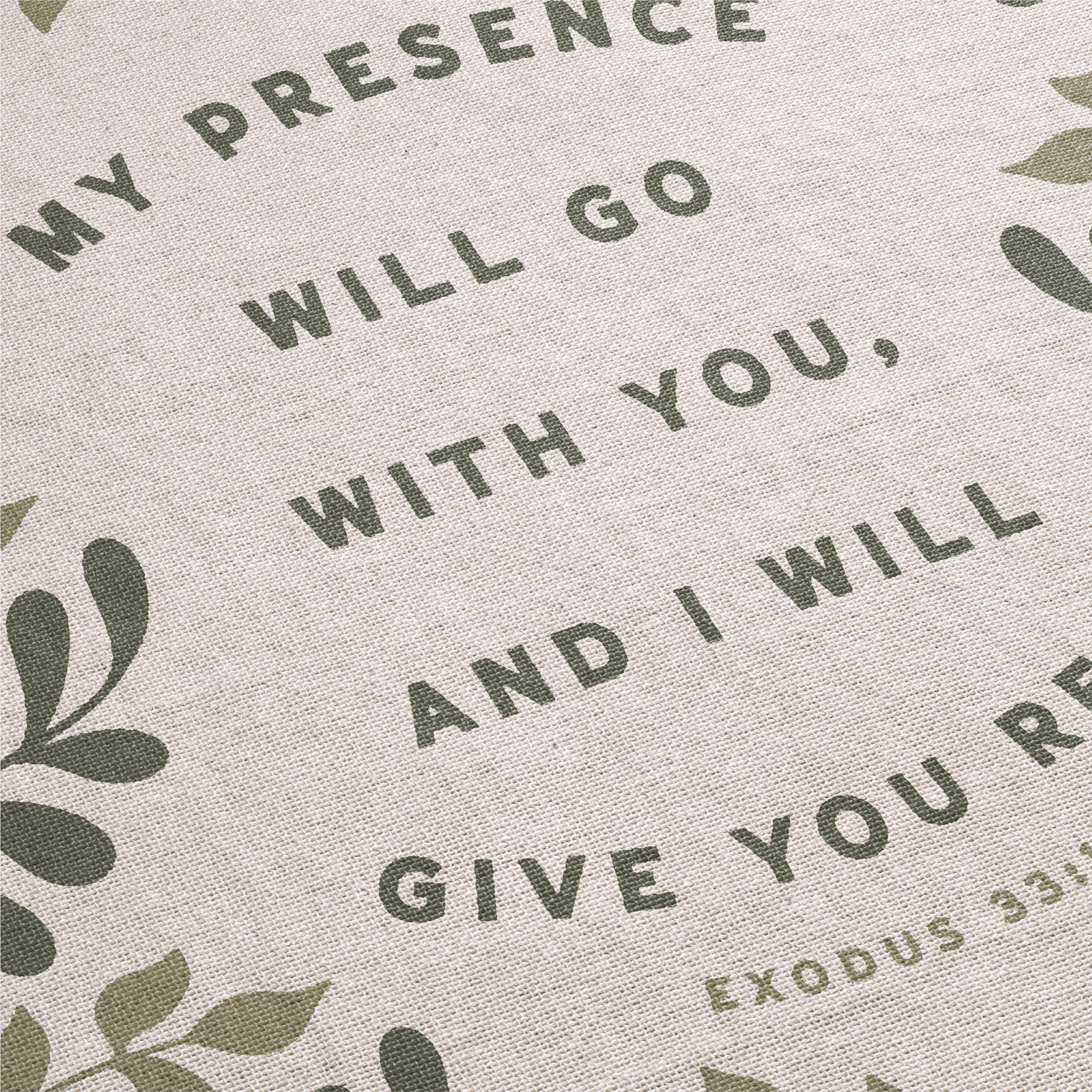 Text on a textured background with leaf patterns