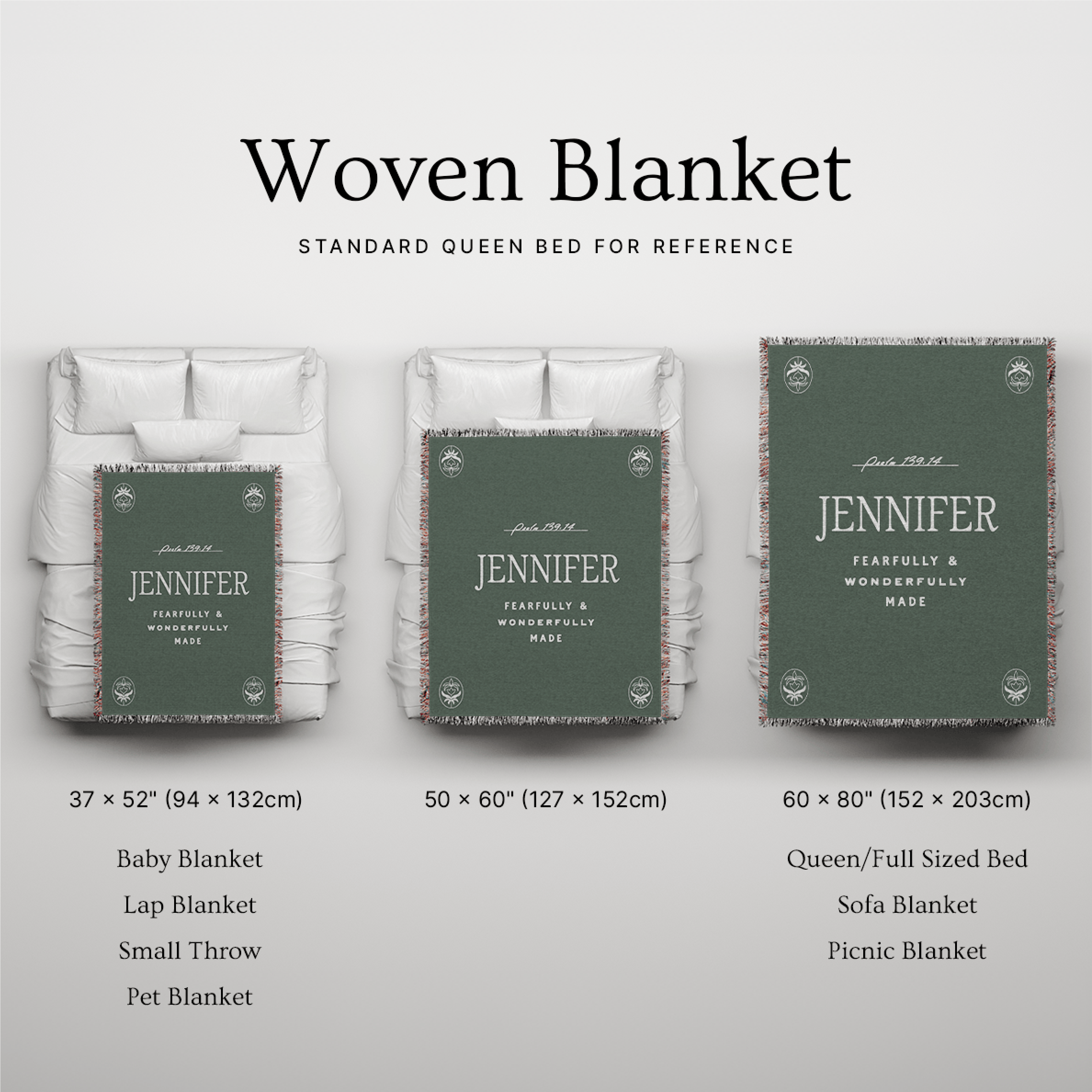 Fearfully & Wonderfully Made Woven Blanket – Psalm 139:14 Custom Name Throw