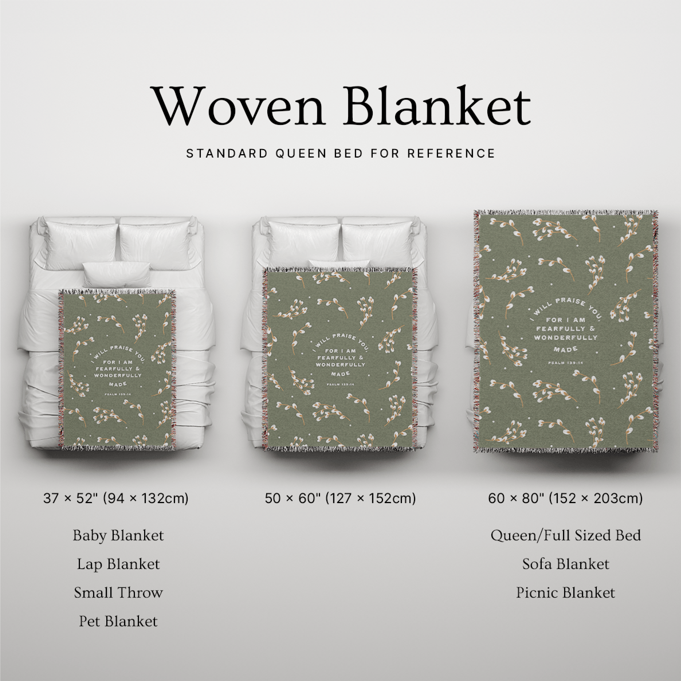 Fearfully & Wonderfully Made Woven Blanket – Psalm 139:14 Christian Throw