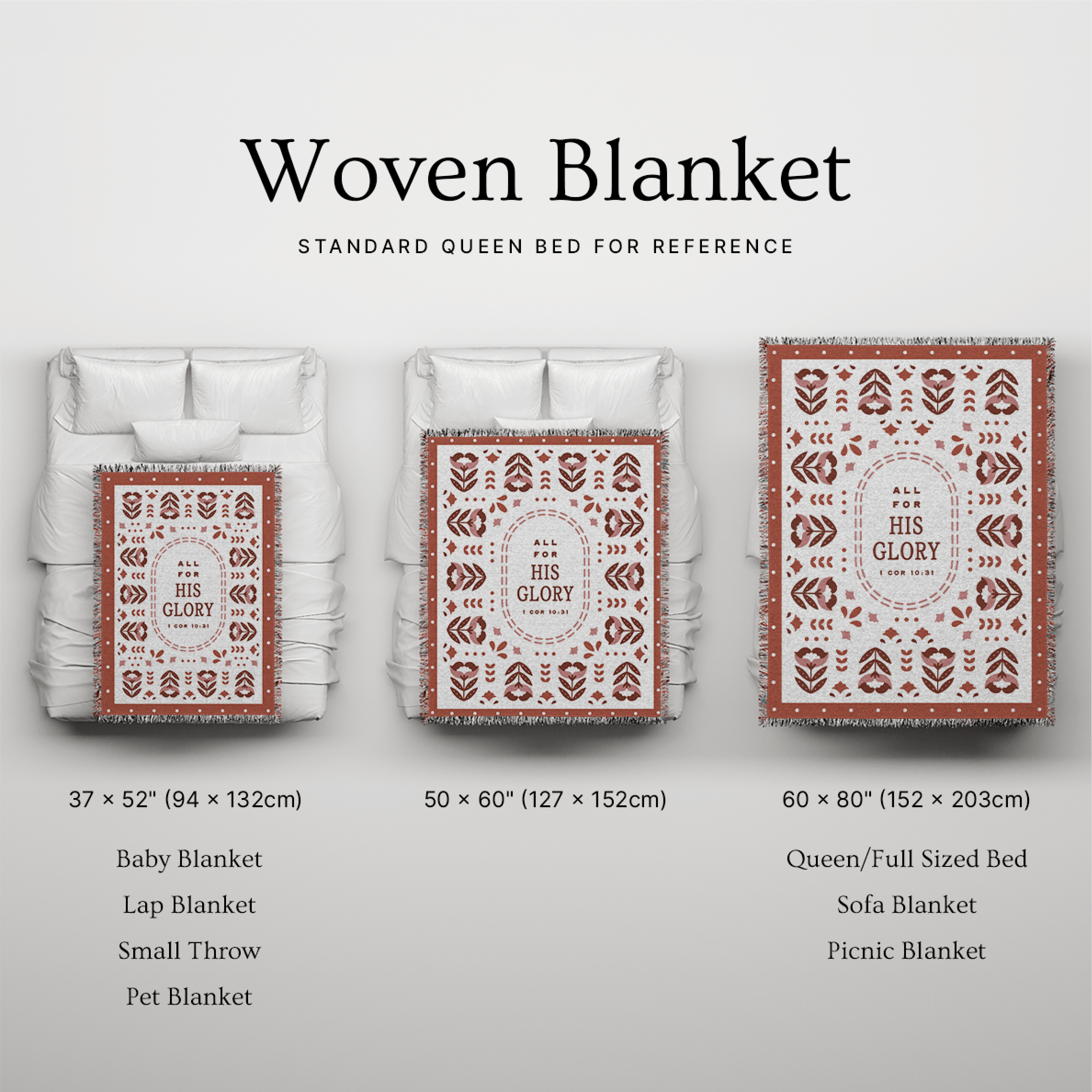 All for His Glory Woven Blanket – 1 Corinthians 10:31 Christian Throw