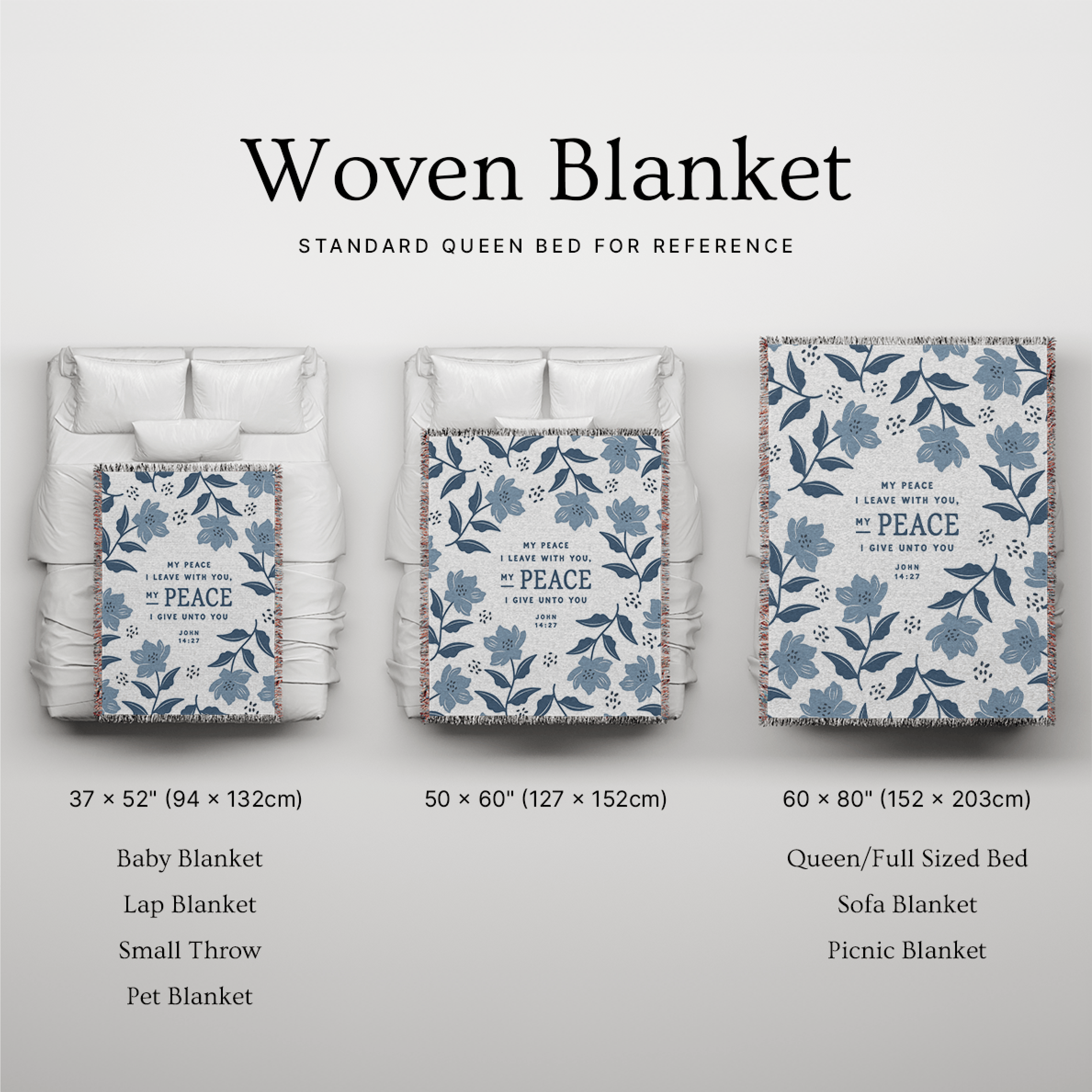 My Peace I Leave With You Woven Blanket – John 14:27 Christian Throw