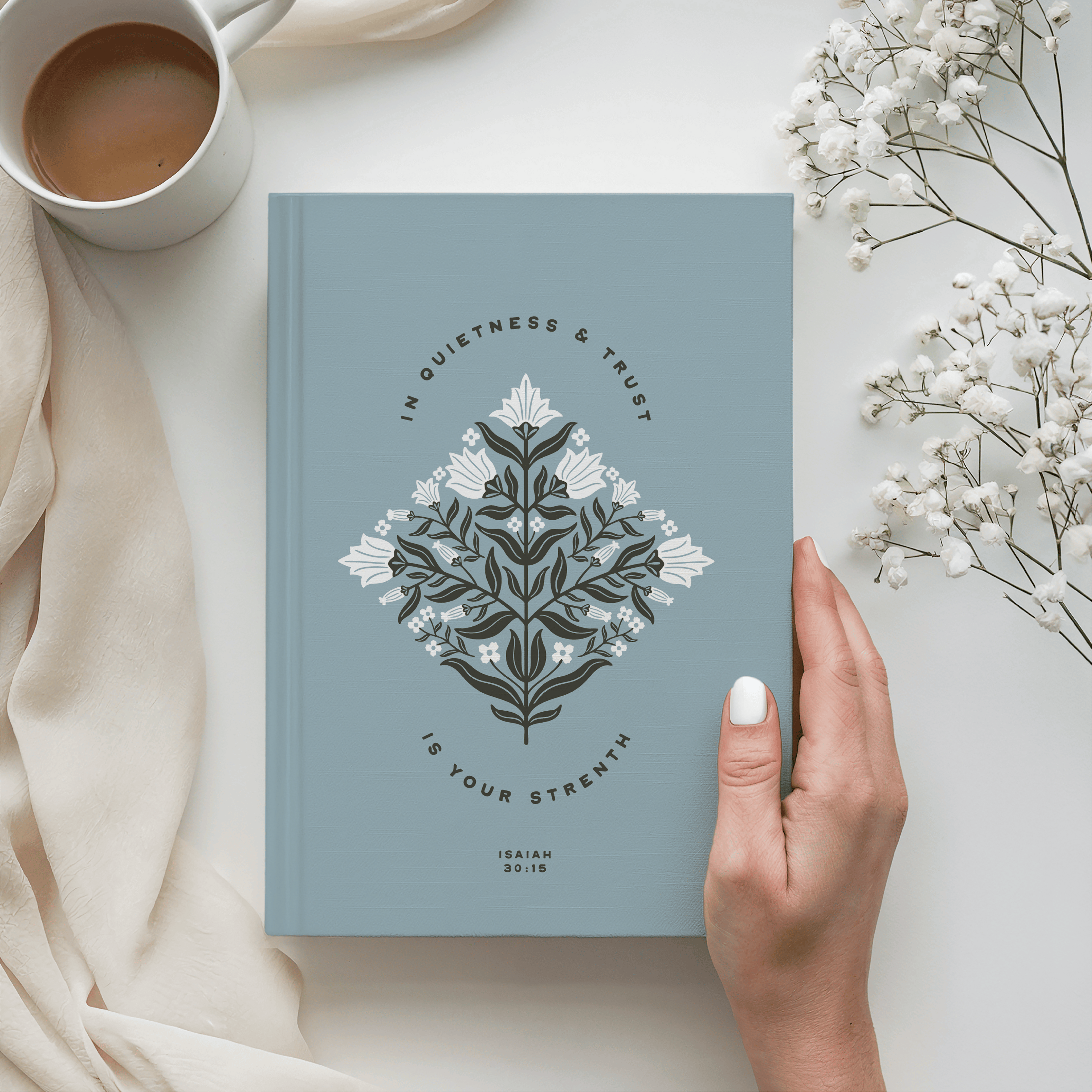In Quietness & Trust Hardcover Journal – Isaiah 30:15 Christian Notebook