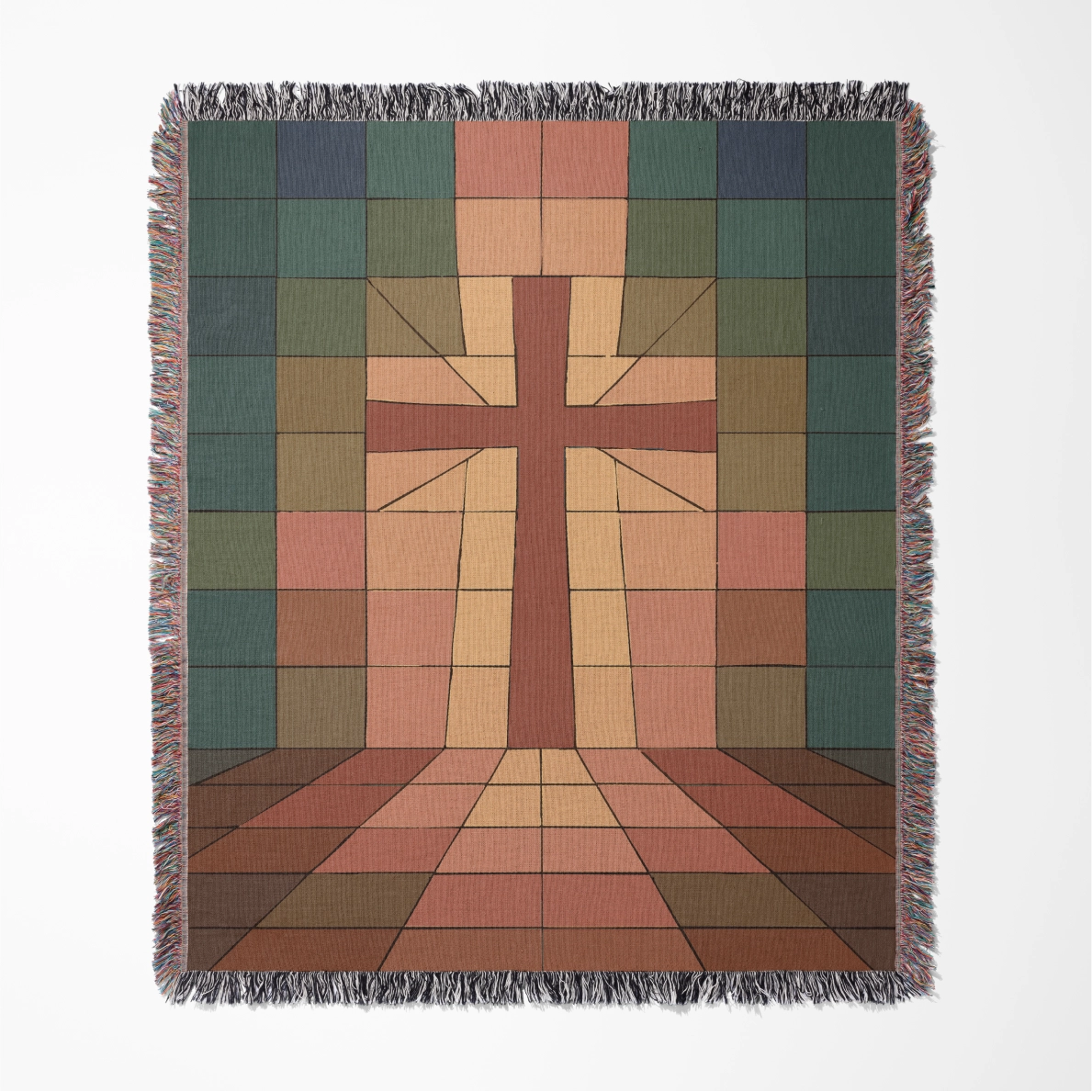 Display your faith with the Radiant Cross Blanket. This vibrant, 100% cotton throw features a bold cross design—perfect for gifting, decor, or reflection.