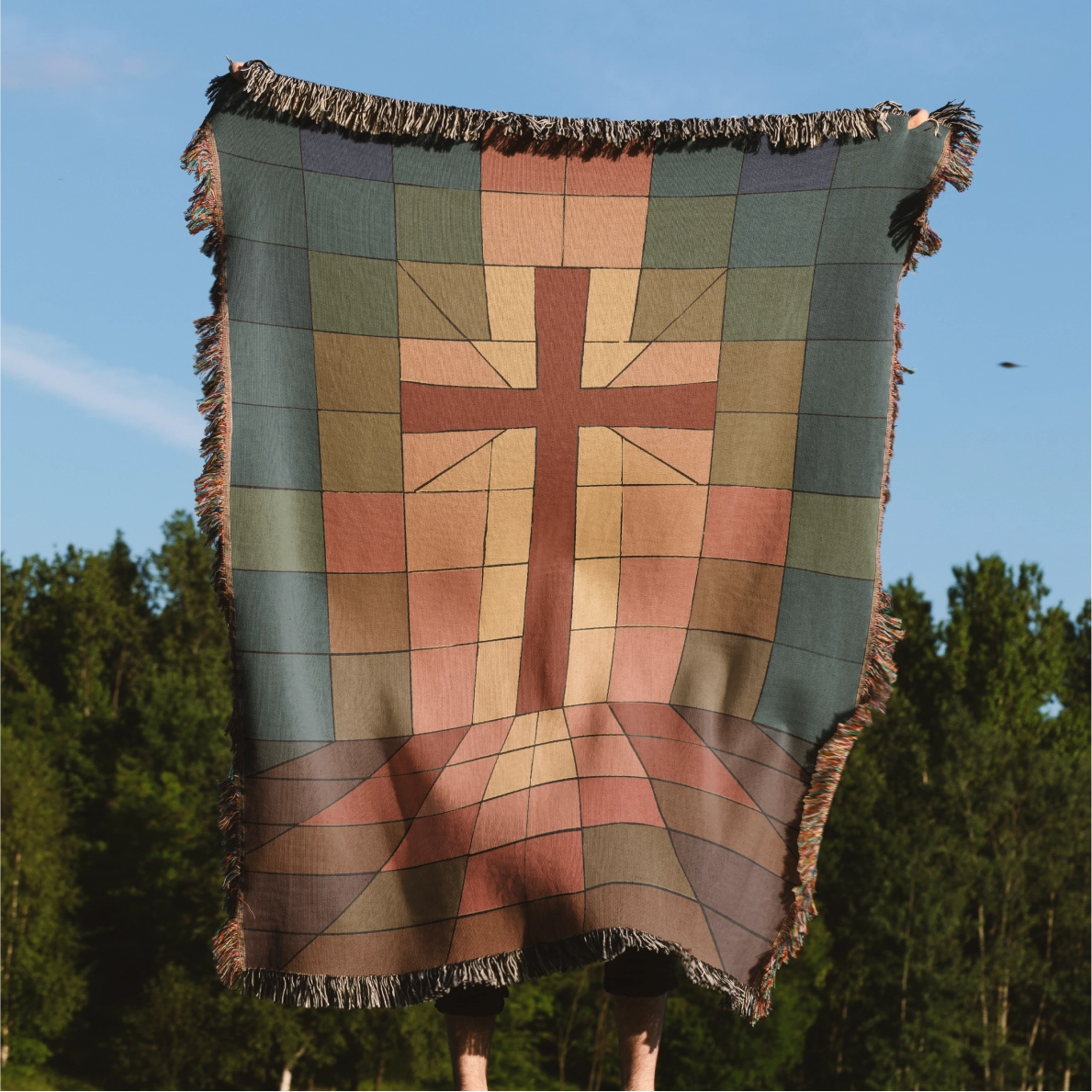 Display your faith with the Radiant Cross Blanket. This vibrant, 100% cotton throw features a bold cross design—perfect for gifting, decor, or reflection.