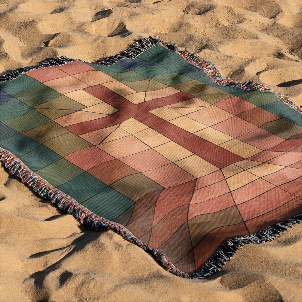 Display your faith with the Radiant Cross Blanket. This vibrant, 100% cotton throw features a bold cross design—perfect for gifting, decor, or reflection.