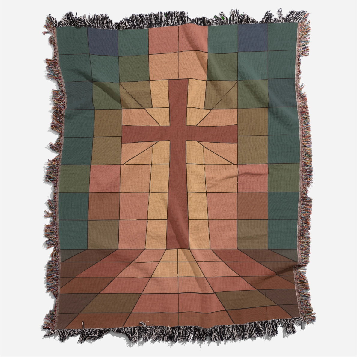 Display your faith with the Radiant Cross Blanket. This vibrant, 100% cotton throw features a bold cross design—perfect for gifting, decor, or reflection.
