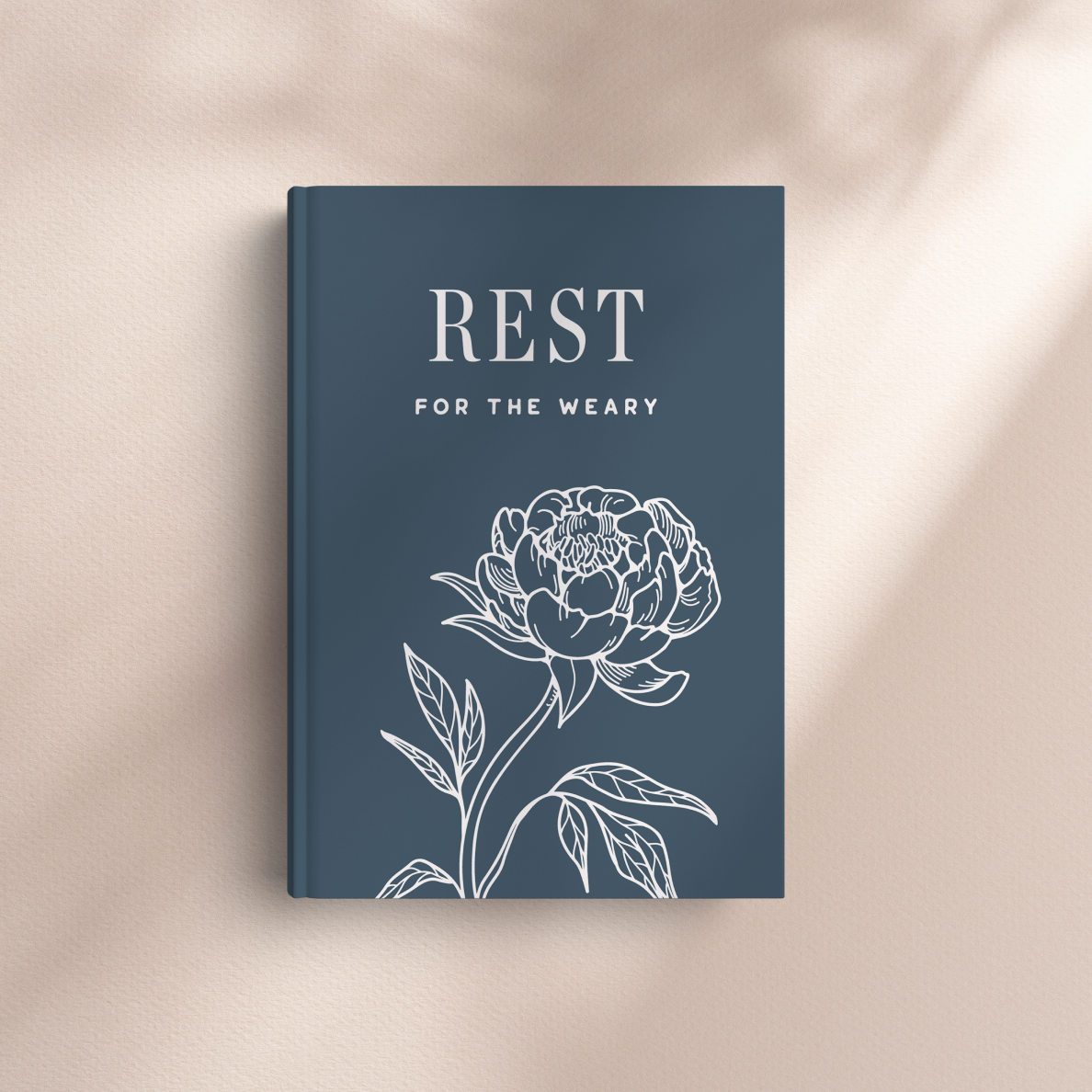 Book cover with floral design and 'REST FOR THE WEARY' text on a beige background