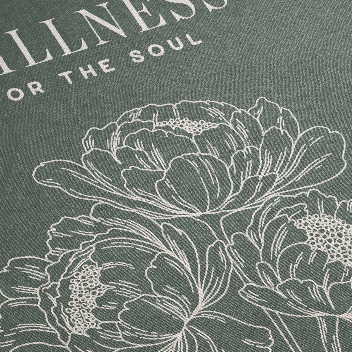 Floral design with text 'ILLNESS FOR THE SOUL' on a green background