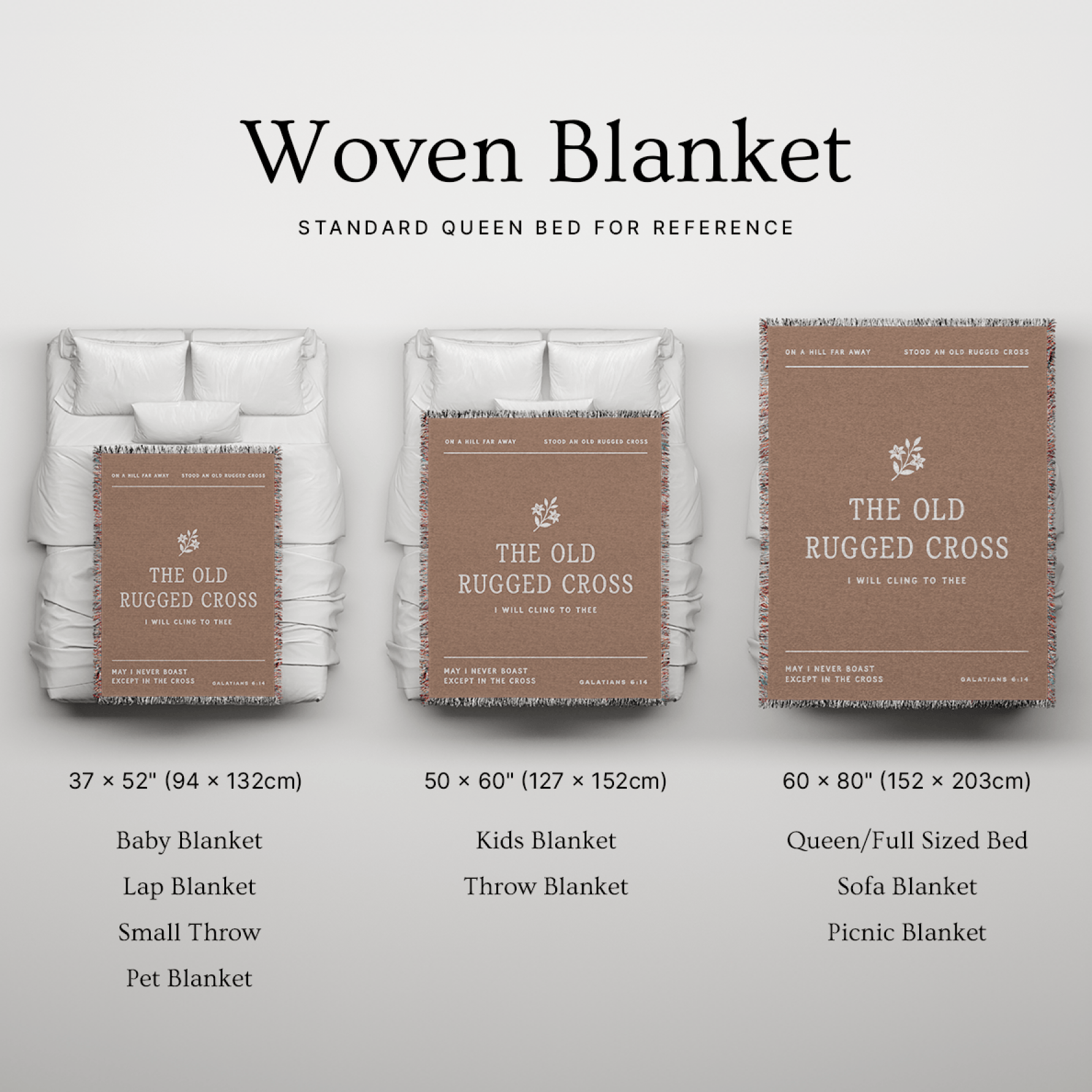 The Old Rugged Cross Woven Blanket — Christian Hymn Throw