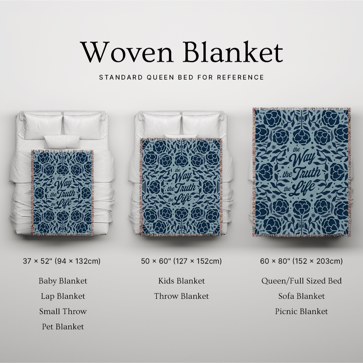 The Way, The Truth, The Life Woven Blanket - Blue