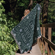 Christian woven blanket with the verse “Trust in the Lord with all your heart – Proverbs 3:5”; 100% cotton throw with fringe, perfect for comfort, reflection, or faith-filled gifting.