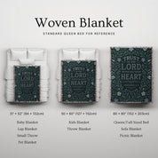 Christian woven blanket with the verse “Trust in the Lord with all your heart – Proverbs 3:5”; 100% cotton throw with fringe, perfect for comfort, reflection, or faith-filled gifting.