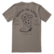 Christian t-shirt with the phrase “Walk in Love” inspired by Ephesians 5:2; soft unisex jersey tee for everyday faith and encouragement.