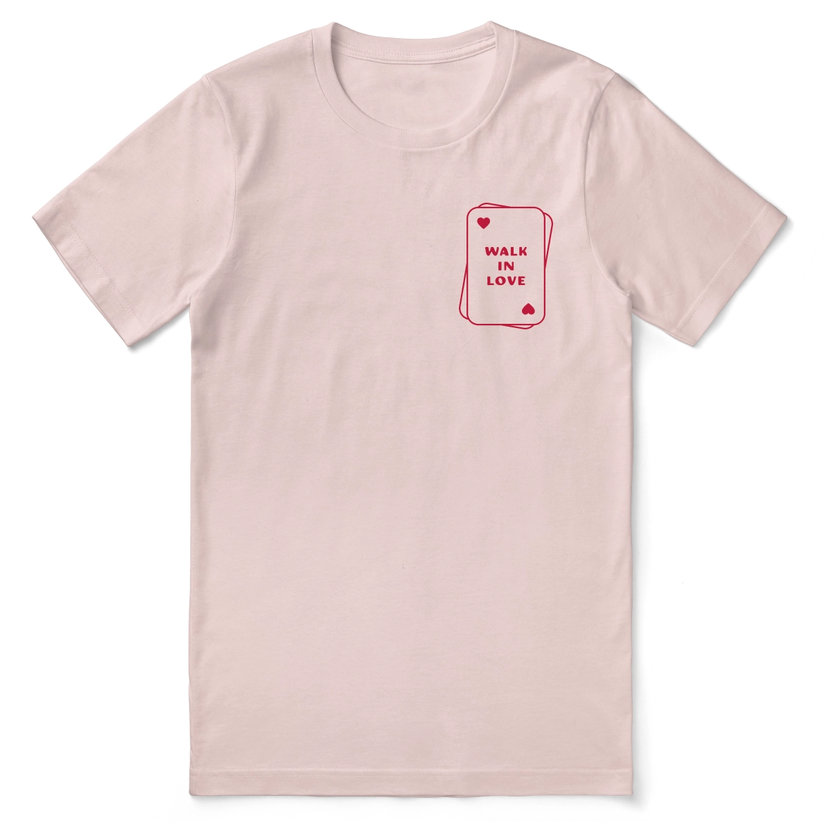Christian t-shirt with the phrase “Walk in Love” inspired by Ephesians 5:2; soft unisex jersey tee for everyday faith and encouragement.
