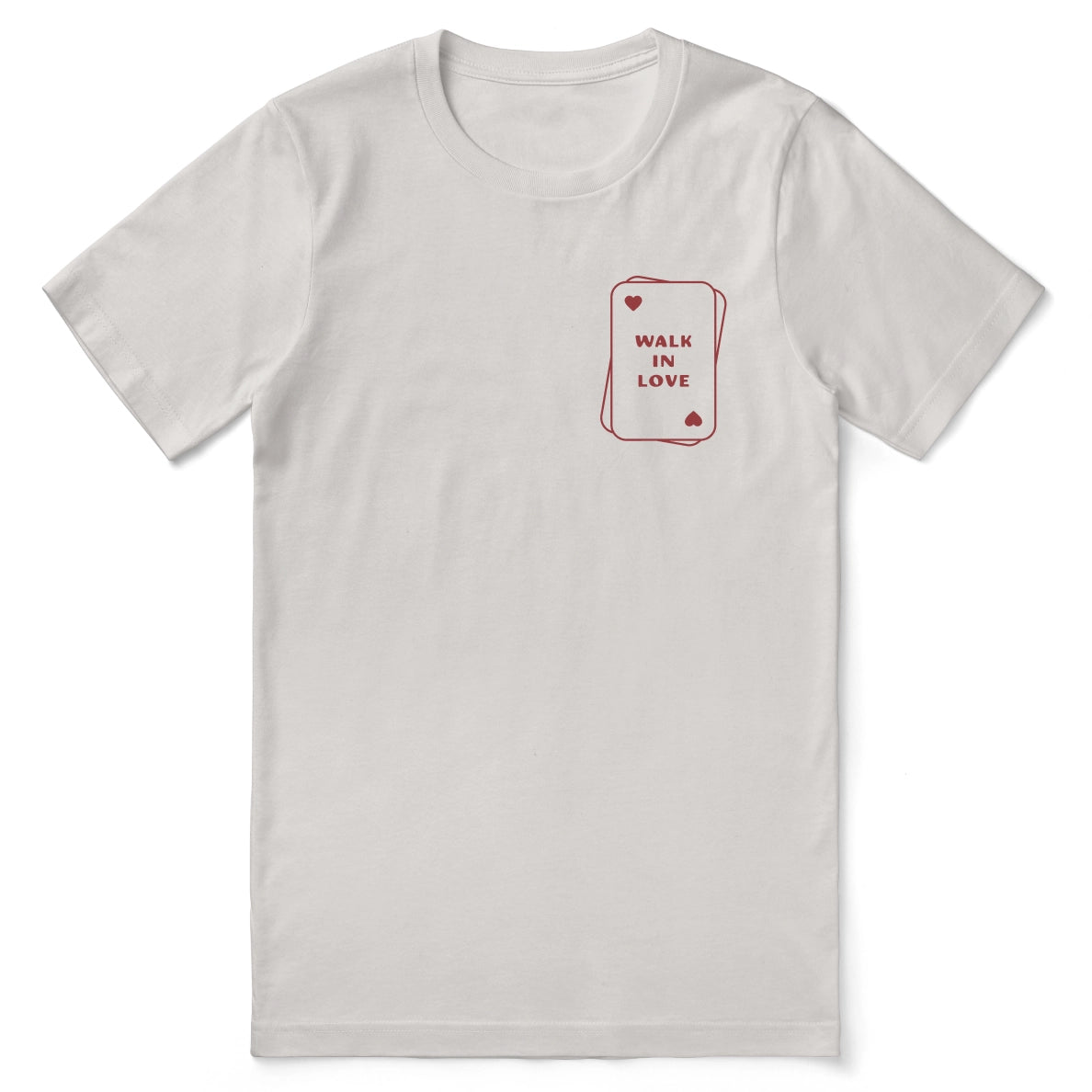 Christian t-shirt with the phrase “Walk in Love” inspired by Ephesians 5:2; soft unisex jersey tee for everyday faith and encouragement.